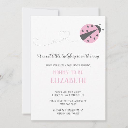 Sweet little ladybug baby shower Invitation QR Kaart (Voorkant)