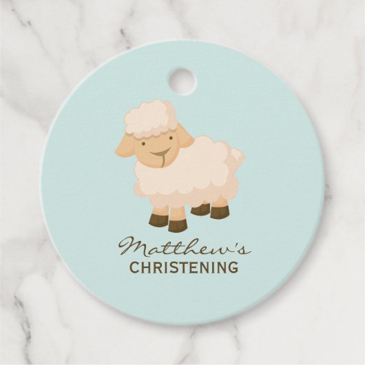 Sweet Little Lamb Baby Christening Bedankjes Labels (Voorkant)
