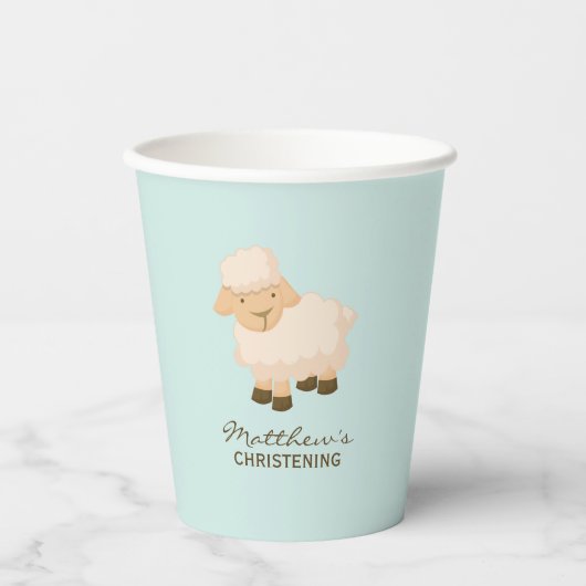Sweet Little Lamb Baby Christening Papieren Bekers (Voorkant)