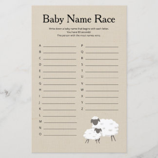 Sweet Little Lamb Baby Naam Race Sbaby Shower Game