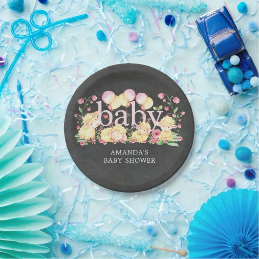 Sweet Little Lamb Baby shower 7" Bord (Feest)