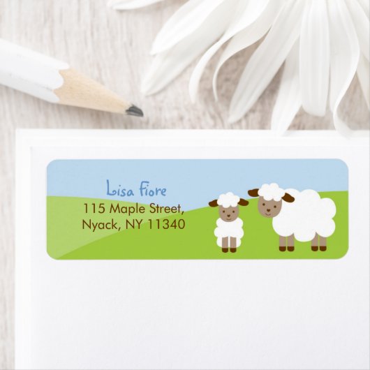 Sweet Little Lamb Baby shower Adresetiketten Etiket (Insitu)