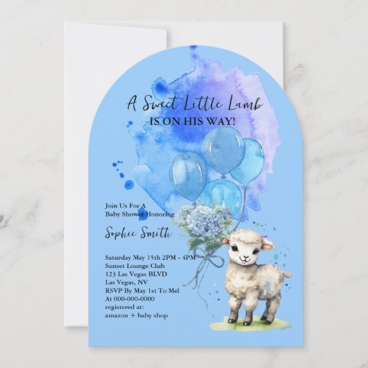 Sweet Little Lamb Baby shower Blue Hydrangea Arch Kaart (Voorkant)