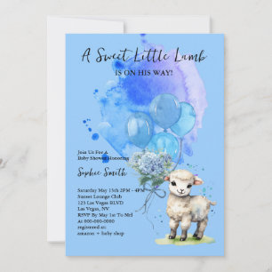 Sweet Little Lamb Baby shower Blue Hydrangea Kaart