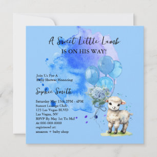 Sweet Little Lamb Baby shower Blue Hydrangea Kaart