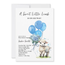 Sweet Little Lamb Baby shower Blue Waterverf