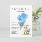 Sweet Little Lamb Baby shower Blue Waterverf Kaart (Staand voorkant)
