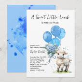 Sweet Little Lamb Baby shower Blue Waterverf Kaart (Voorkant / Achterkant)