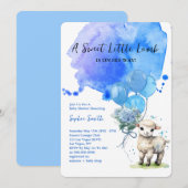 Sweet Little Lamb Baby shower Blue Waterverf Kaart (Voorkant / Achterkant)