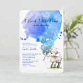 Sweet Little Lamb Baby shower Blue Waterverf Kaart (Staand voorkant)