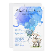 Sweet Little Lamb Baby shower Blue Waterverf