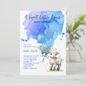 Sweet Little Lamb Baby shower Blue Waterverf Kaart (Staand voorkant)