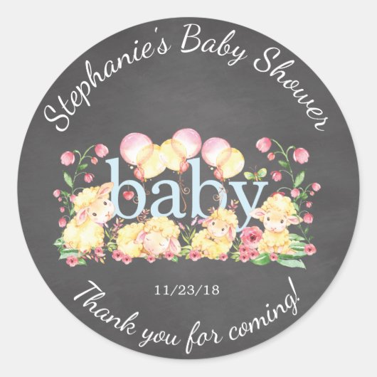 Sweet Little Lamb Baby shower Favor Sticker (Voorkant)