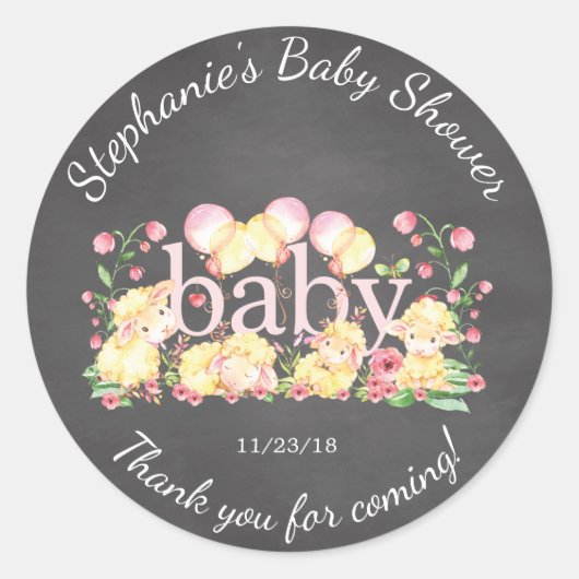 Sweet Little Lamb Baby shower Favor Sticker (Voorkant)