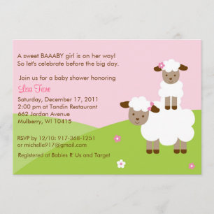 Sweet Little Lamb Baby shower Invitation Kaart