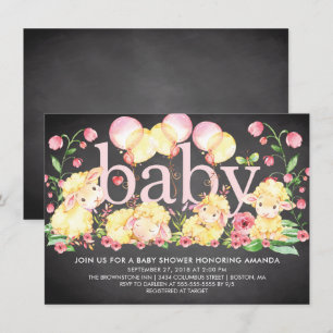 Sweet Little Lamb Baby shower Invitation Kaart