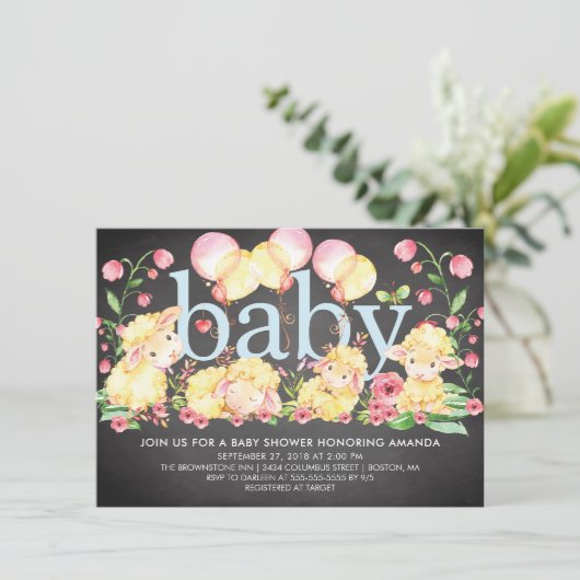 Sweet Little Lamb Baby shower Invitation Kaart (Staand voorkant)