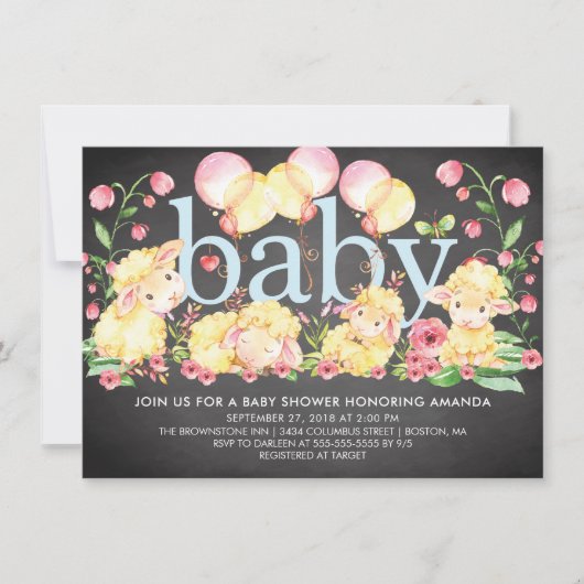 Sweet Little Lamb Baby shower Invitation Kaart (Voorkant)
