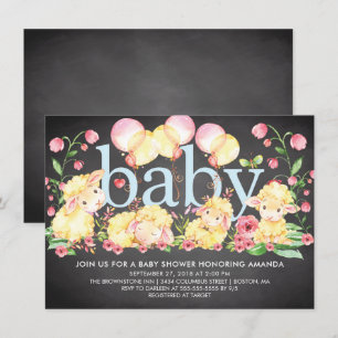 Sweet Little Lamb Baby shower Invitation Kaart