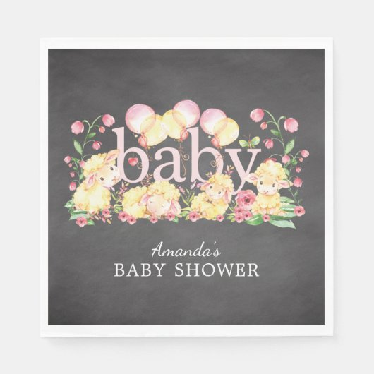 Sweet Little Lamb Baby shower Papieren servetten (Voorkant)