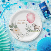 "Sweet Little Lamb" Baby shower Roze Bloemen Papieren Bordje (Feest)