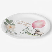 "Sweet Little Lamb" Baby shower Roze Bloemen Papieren Bordje (Gekanteld)