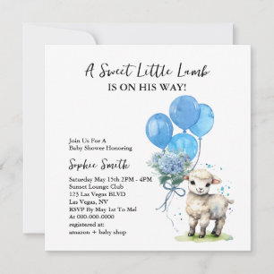 Sweet Little Lamb Baby shower Waterverf Square Kaart