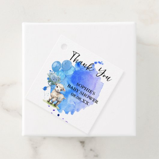 Sweet Little Lamb Blue Hydrangea Balloon Bedankjes Labels (In situ)
