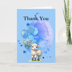 Sweet Little Lamb Blue Hydrangea Balloon Bedankkaart