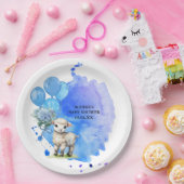 Sweet Little Lamb Blue Hydrangea Balloon Papieren Bordje (Feest)