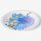 Sweet Little Lamb Blue Hydrangea Balloon Papieren Bordje (Gekanteld)