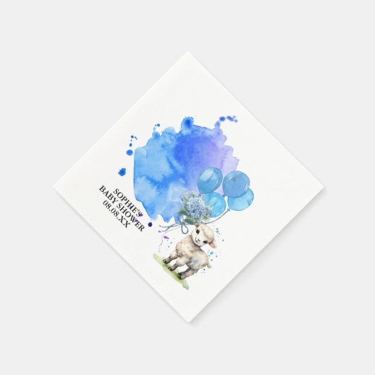 Sweet Little Lamb Blue Hydrangea Balloon Servet (Hoek)