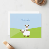 Sweet Little Lamb Dank je wel Notitiekaartje (Voorkant / Achterkant in situ)