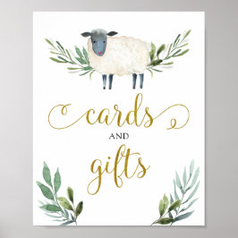 Sweet Little Lamb Green Kaarten en cadeaubordje Poster
