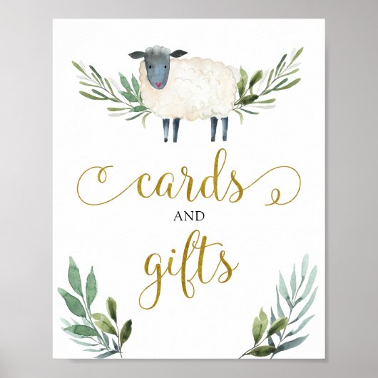 Sweet Little Lamb Green Kaarten en cadeaubordje Poster (Voorkant)