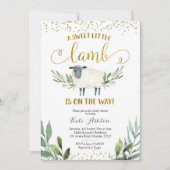 Sweet Little Lamb Greenery Baby shower Invitation Kaart (Voorkant)