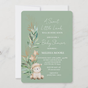 Sweet Little Lamb Greenery baby shower salie groen Kaart