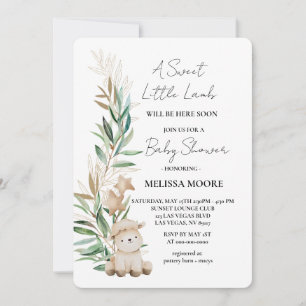 Sweet Little Lamb Greenery baby shower salie groen Kaart