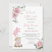 Sweet Little Lamb Mauve Roze baby shower Kaart (Voorkant)