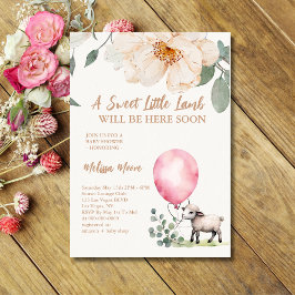 Sweet Little Lamb Pink Balloon Kaart