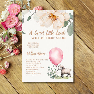 Sweet Little Lamb Pink Balloon Kaart