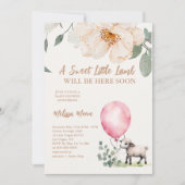 Sweet Little Lamb Pink Balloon Kaart (Voorkant)