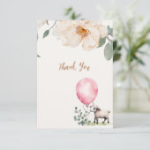 Sweet Little Lamb Pink Floral Baby shower Bedankkaart (Staand voorkant)
