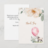 Sweet Little Lamb Pink Floral Baby shower Bedankkaart (Voorkant / Achterkant)