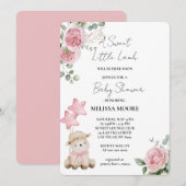 Sweet Little Lamb Pink Flowers Kaart (Voorkant / Achterkant)