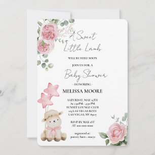 Sweet Little Lamb Pink Flowers Kaart