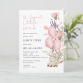 Sweet Little Lamb roze ballon wilde bloem bloei Kaart (Staand voorkant)