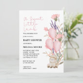 Sweet Little Lamb roze ballon wilde bloem Kaart (Staand voorkant)