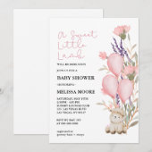 Sweet Little Lamb roze ballon wilde bloem Kaart (Voorkant / Achterkant)