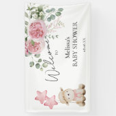 Sweet Little Lamb Roze Bloem Groen Welkom Spandoek (Verticaal)